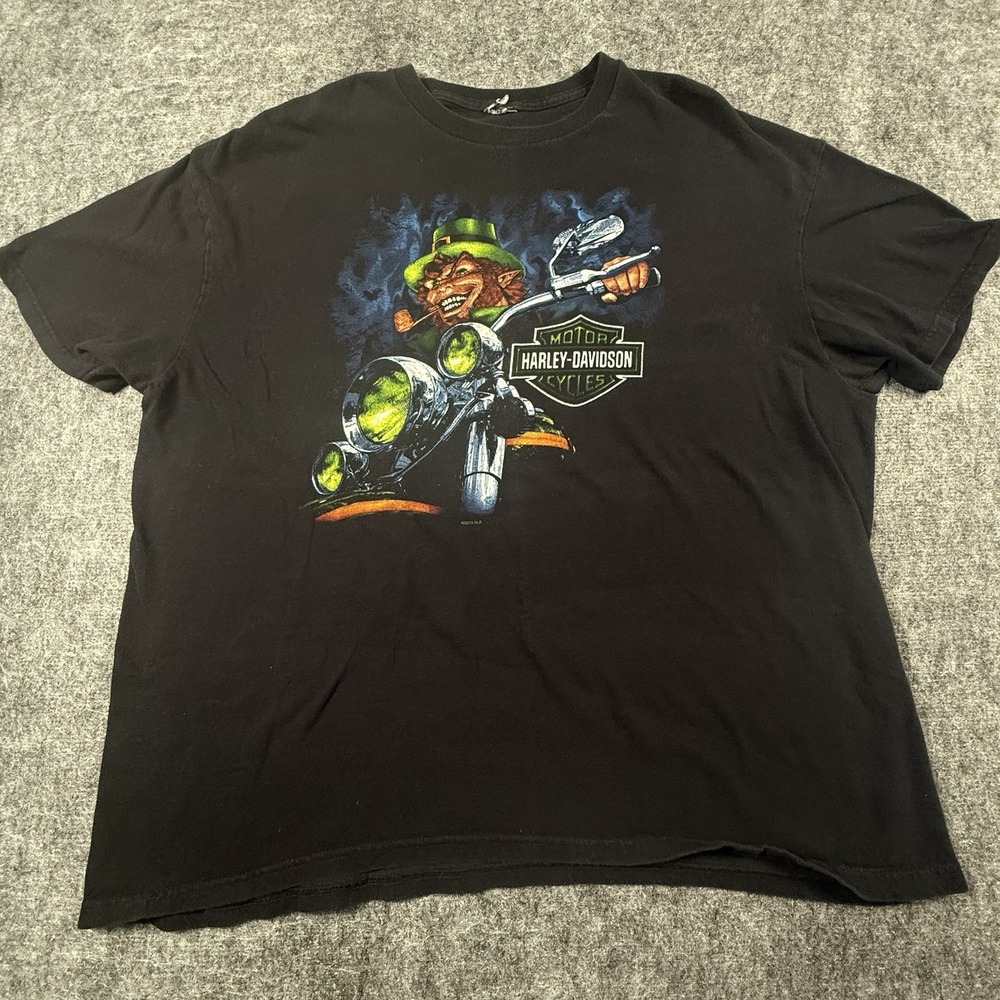 Harley Davidson T Shirt Mens XL Black Leprechaun Dublin Ireland St Patricks 2012